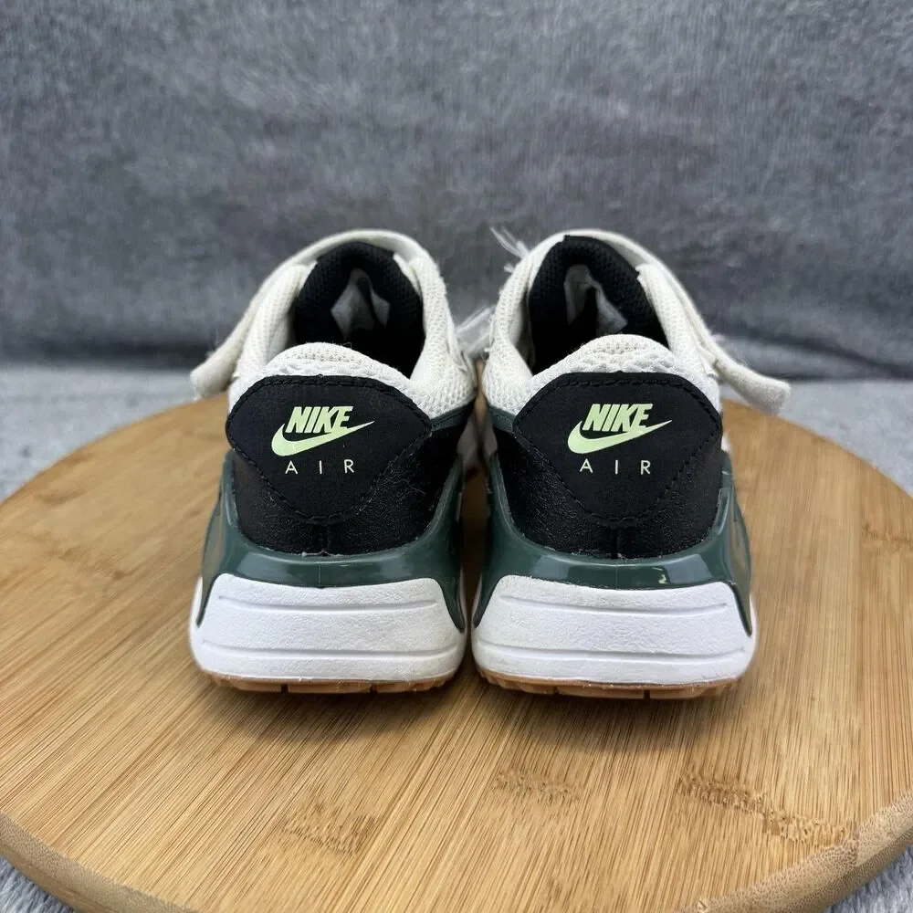 Nike Air Max Shoes Boys Size 2Y White Black Green Running Sneakers DQ0285-115